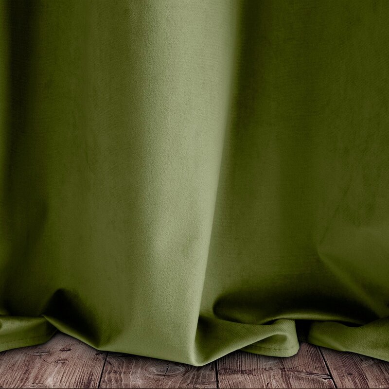 Zasłona gotowa Pierre ciemnooliwkowa 140 x 250 cm – zaciemnia wnętrze