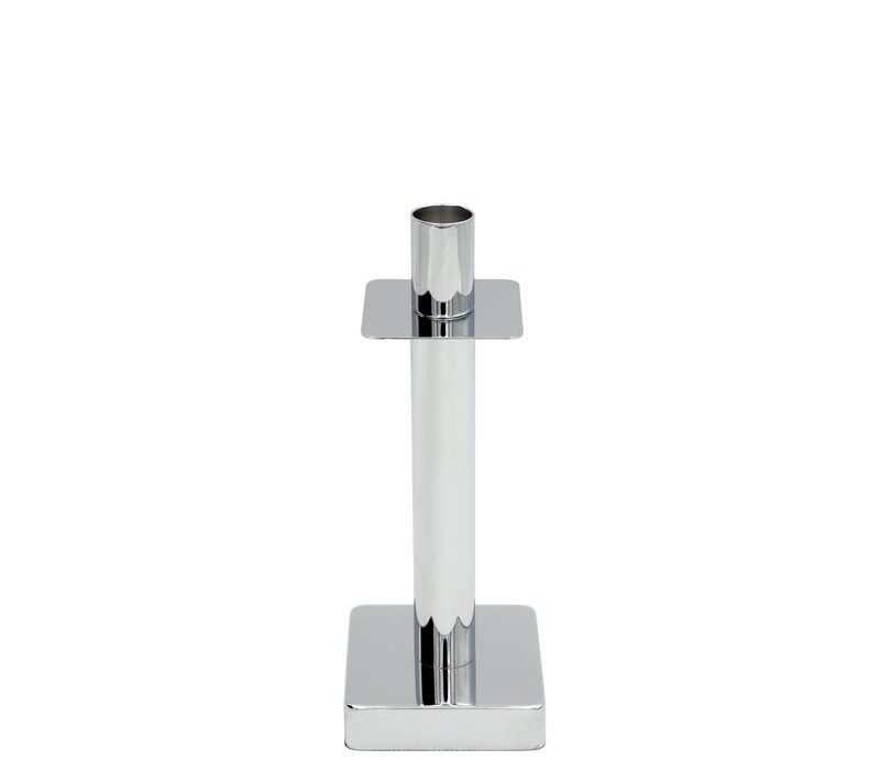 Świecznik ceramiczny Lori srebrny 8 x 8 x 21 cm – doda blasku wnętrzu