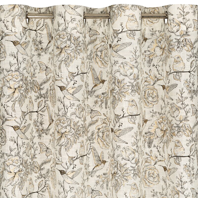 Zasłona gotowa Lucina naturalna 140 x 250 cm – z botanicznym wzorem
