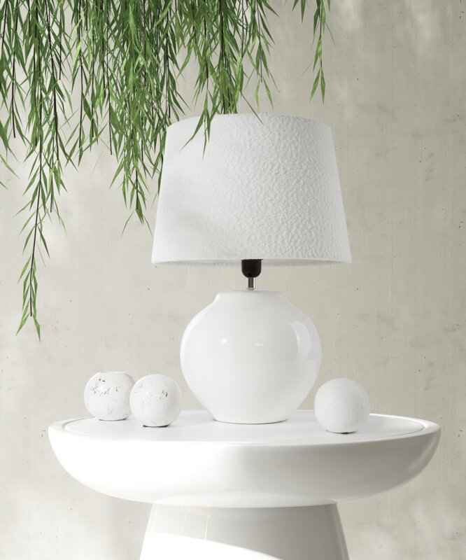 Lampa stołowa biała O 37 x 50 cm – rozświetla wnętrze