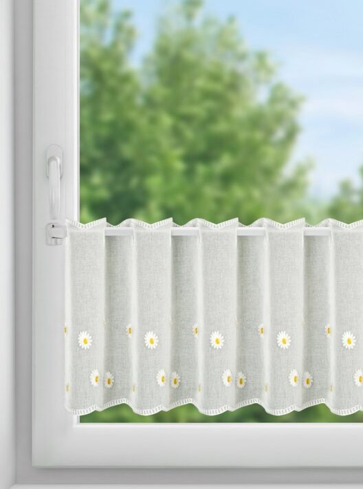 Firana gotowa Bellis biała 150 x 40 cm – rozprasza światło
