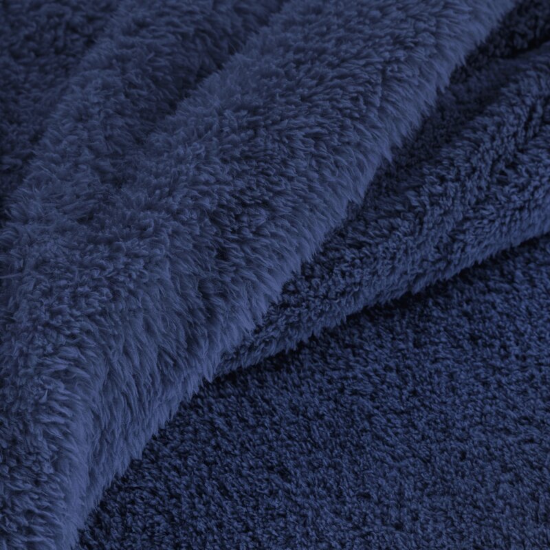 Koc flanelowy LORI granatowy 200 x 220 cm – otulający miękkością