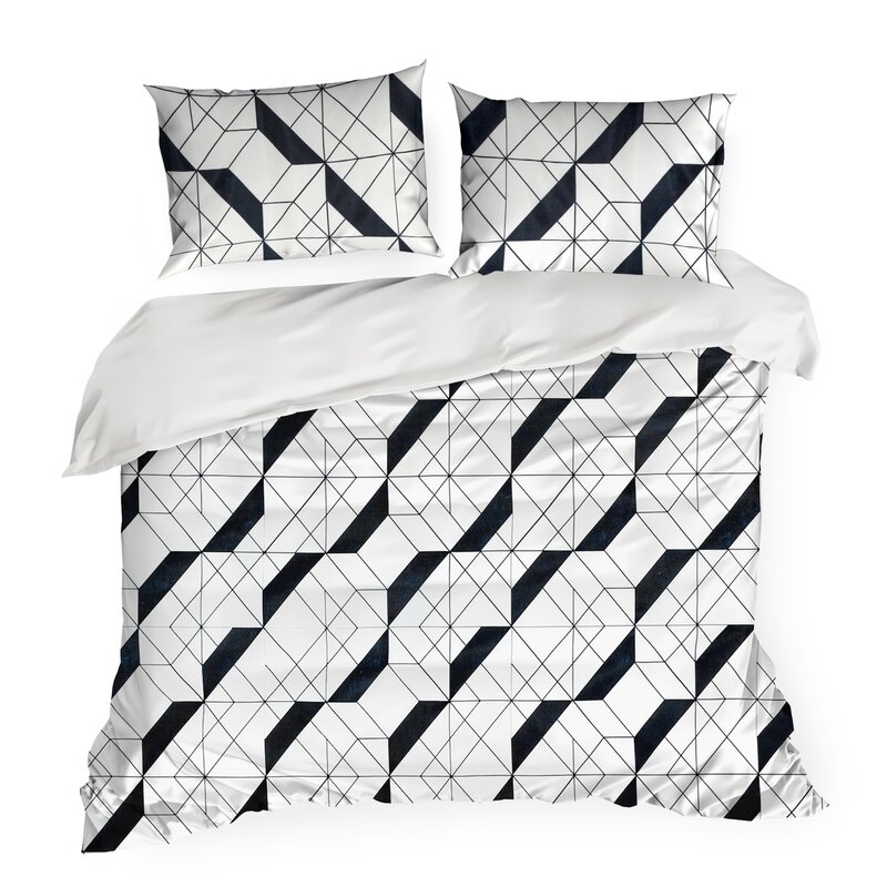 Pościel z mikrofibry D91 Geo 01 kremowa 160 X 200 CM – geometryczny wzór