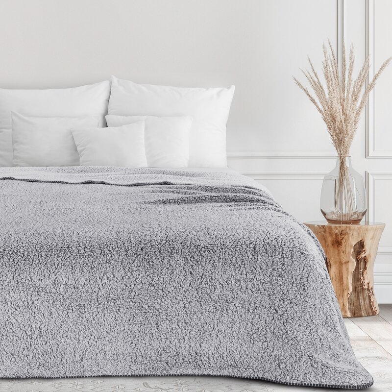 Koc flanelowy stalowy 170x210 cm – miękki i przytulny