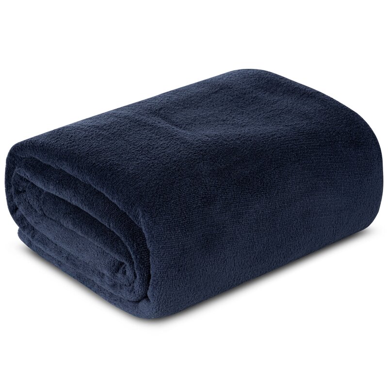 Koc flanelowy Simple1 granatowy 150 x 200 cm – miękki i aksamitny