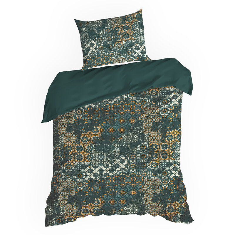 Pościel satynowa Spring ciemnozielona 140x200 cm – 100% bawełny