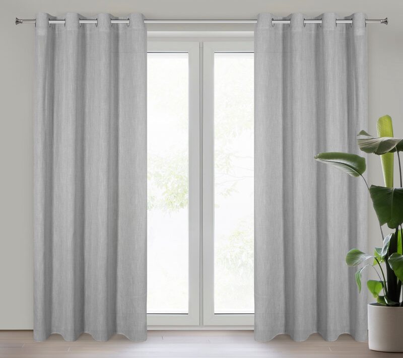 Zasłona gotowa srebrna 140 x 250 cm – zaciemniająca i stylowa