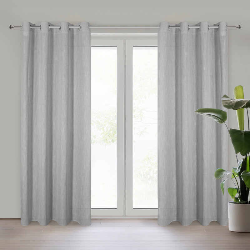Zasłona gotowa srebrna 140 x 250 cm – zaciemniająca i stylowa