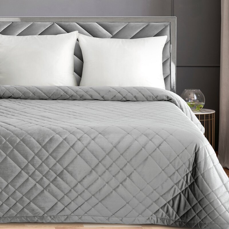 Narzuta velvet ria6 srebrna 200 x 220 cm – dodaj luksusu sypialni