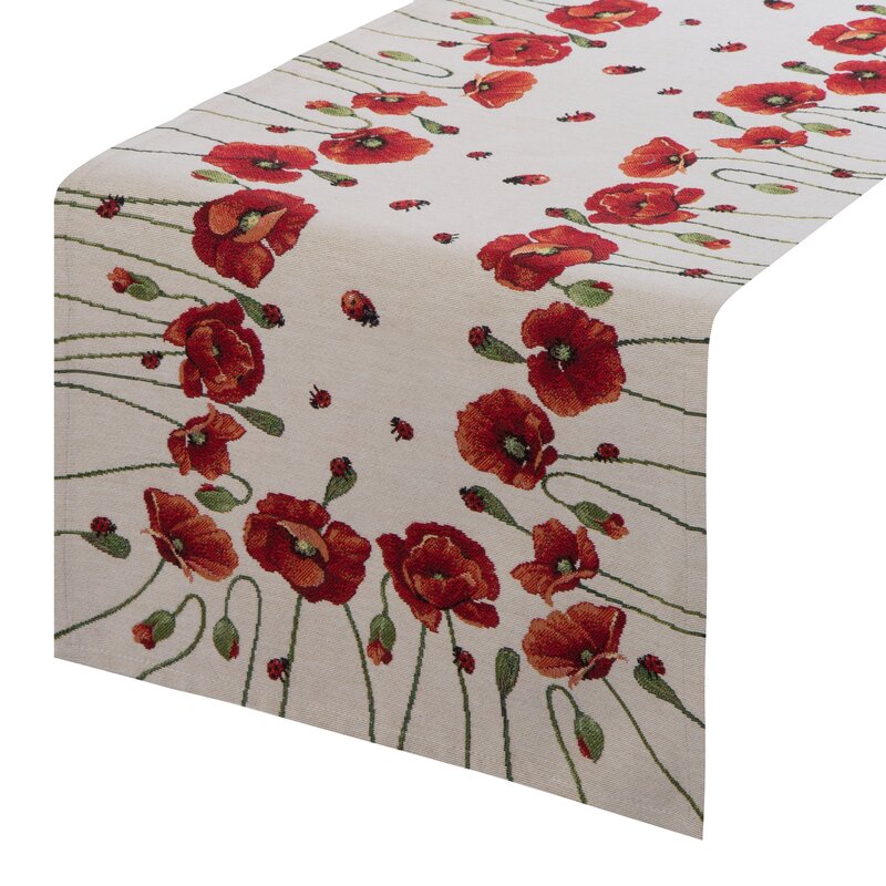Obrus gobelinowy z makiem naturalny 40x100 cm – wprowadza wiosenną radość