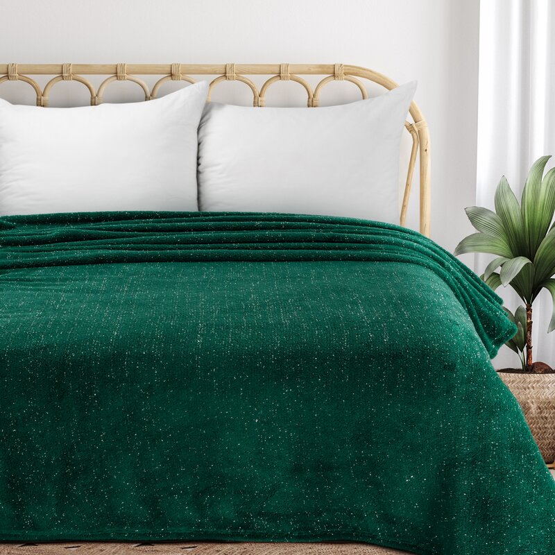Koc flanelowy ciemnozielony 150 x 200 cm – miękki i ciepły