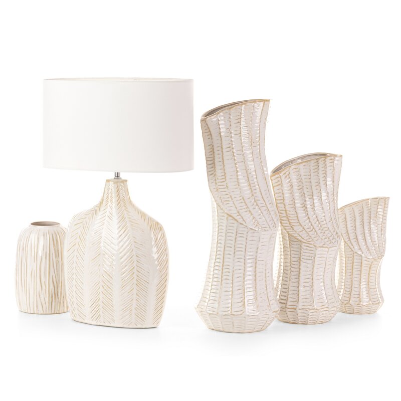 Wazon ceramiczny Liza kremowy 18 x 40 cm – na suszone kwiaty