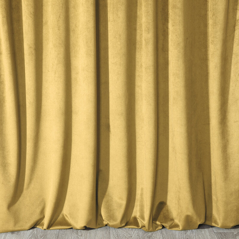 Zasłona gotowa musztardowa 140 x 300 cm – zaciemniająca i stylowa