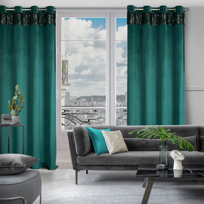 Zasłona gotowa Jasper ciemnoturkusowa 140 X 250 CM – miękka i efektowna
