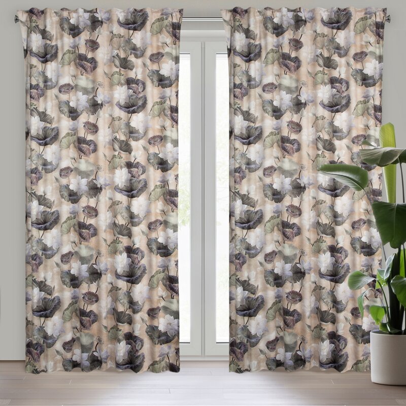 Zasłona gotowa Lotos beżowa 140 x 270 cm – subtelny wzór