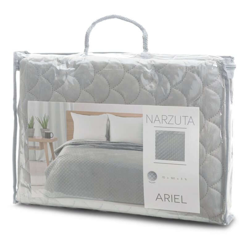 Narzuta velvet Ariel srebrna 170 x 210 cm – dodaje blasku sypialni
