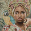 Obraz ręcznie malowany zielony 80 X 120 CM – egzotyczny klimat w domu