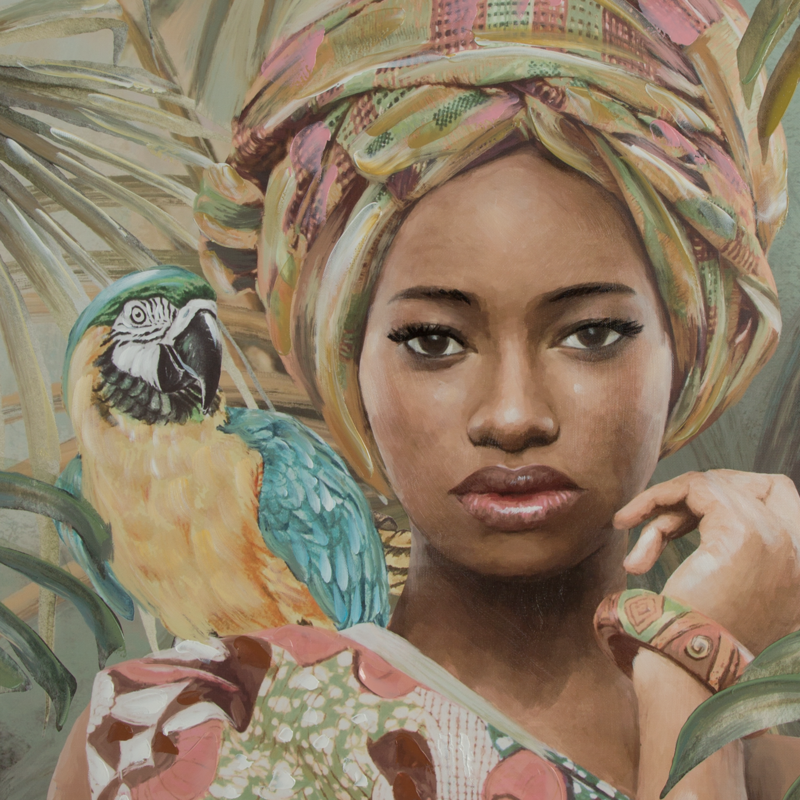 Obraz ręcznie malowany zielony 80 X 120 CM – egzotyczny klimat w domu
