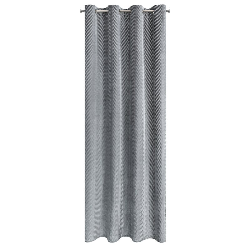 Zasłona gotowa Lussi stalowa 140 X 250 cm – bogaty welwet żakardowy