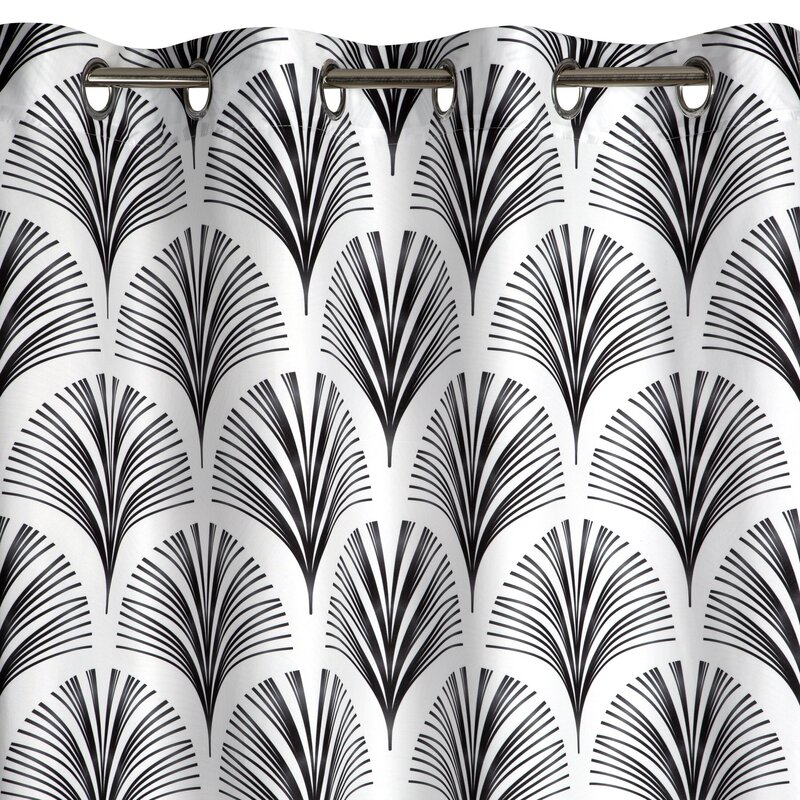 Zasłona gotowa KARIN biała 140 X 250 CM – z geometrycznym wzorem Art Deco