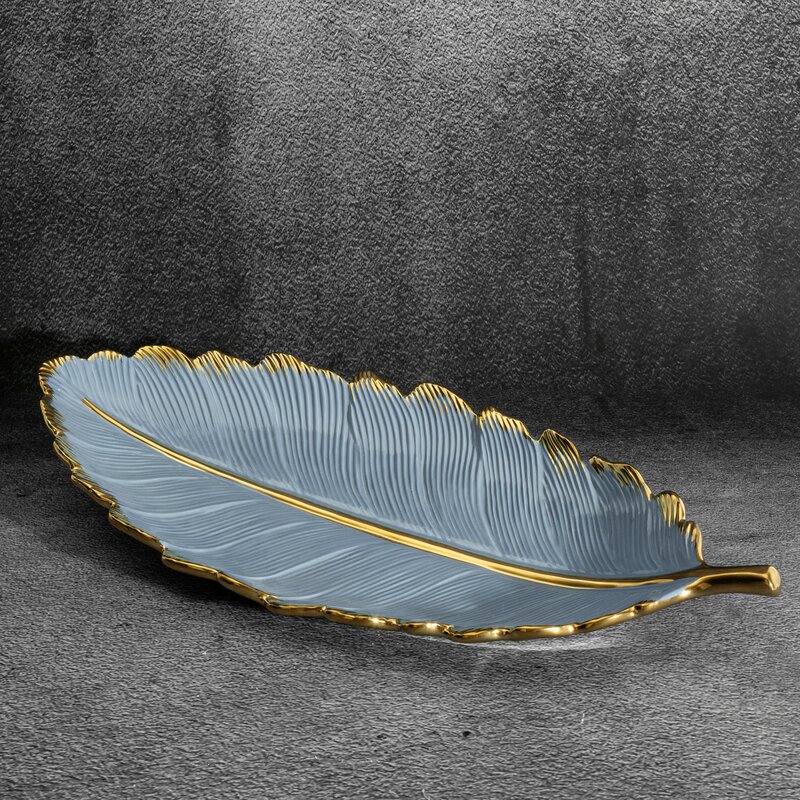 Naczynie dekoracyjne Hiral niebieskie 53 x 23 x 7 cm – idealne na drobiazgi