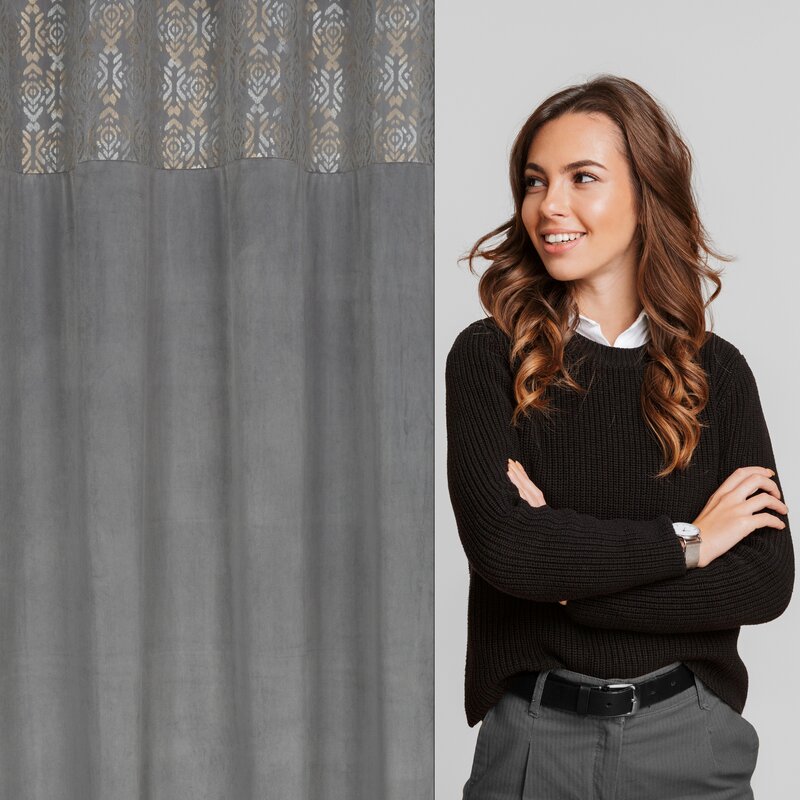Zasłona gotowa Liza stalowa 140 X 250 CM – aksamitna w dotyku