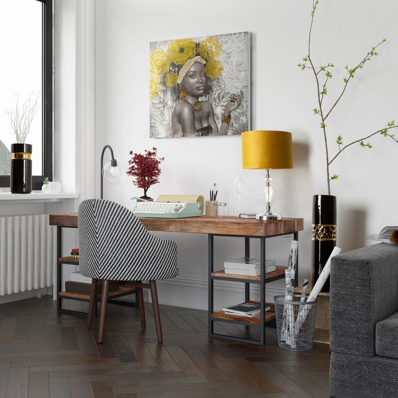 Obraz ręcznie malowany z motywem kobiecym beżowy 80 X 80 cm – idealny do glamour boho