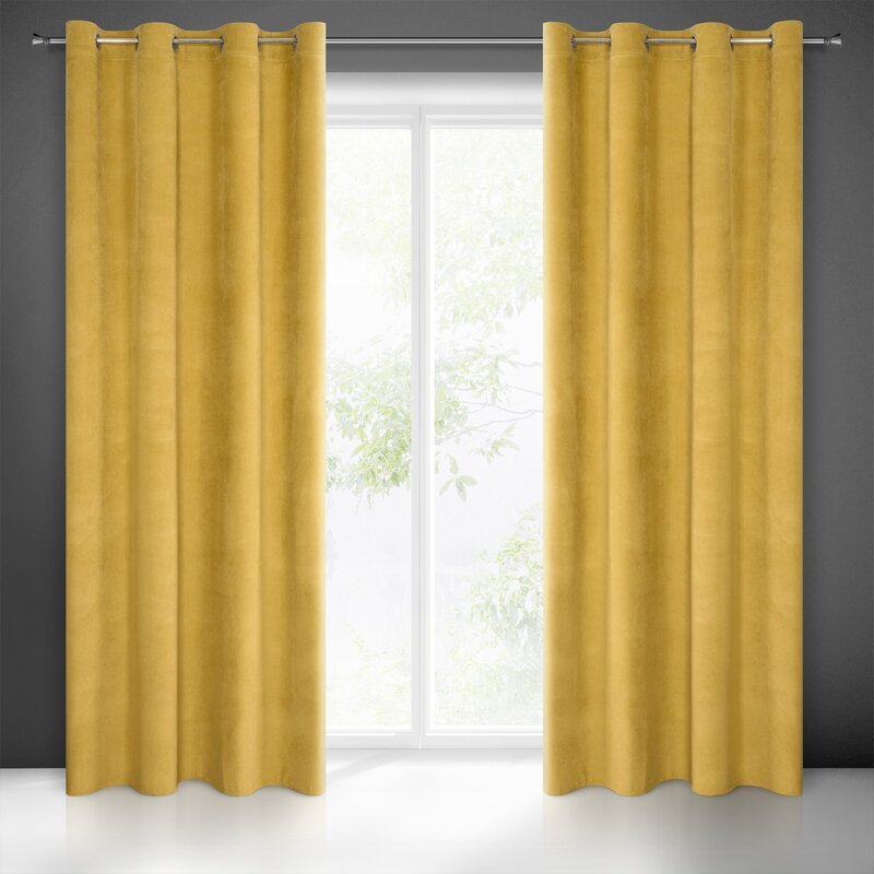 Zasłona gotowa Milo złota 140 X 250 cm – aksamitna, przytulna