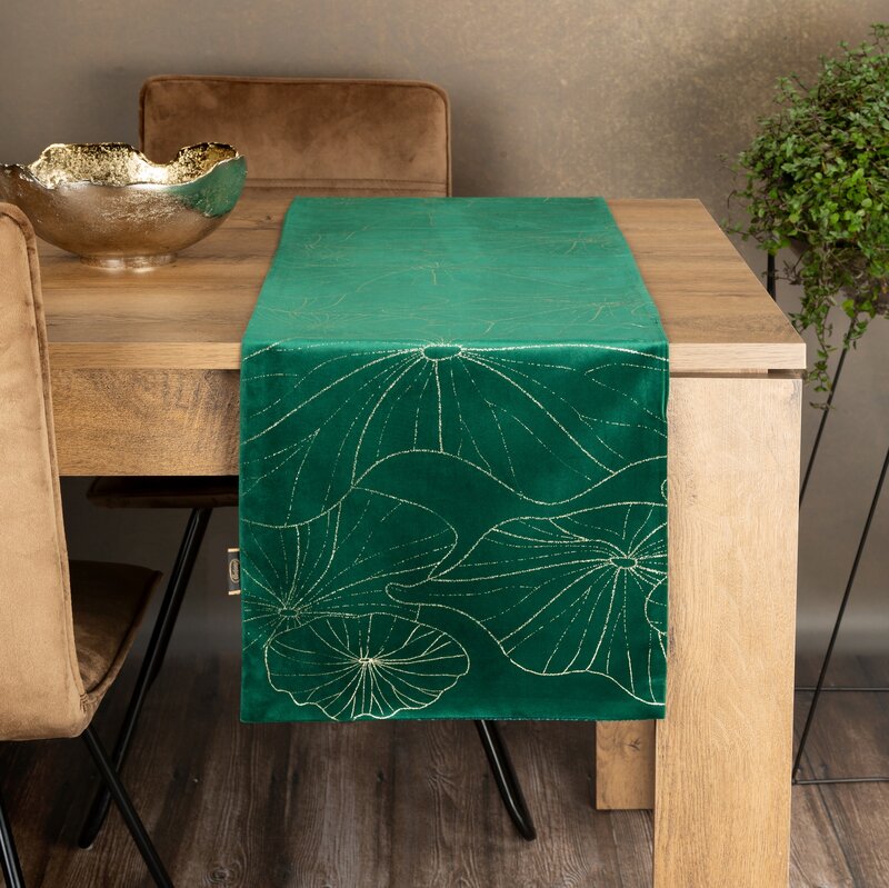 Obrus błyszczący ciemnozielony 35 x 220 cm – doda blasku stołu