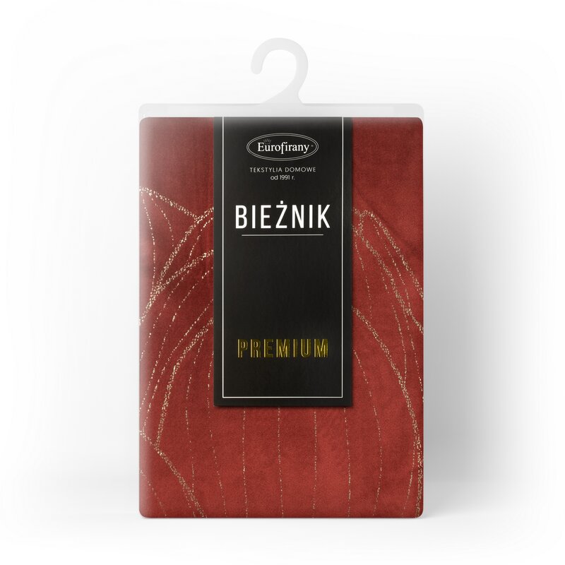 Obrus błyszczący ceglasty 35 x 140 cm – doda blasku wnętrzu