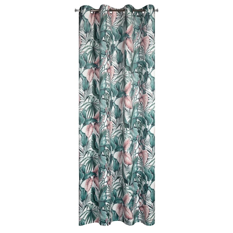 Zasłona gotowa Madera zielona 140 X 250 CM – welwetowa z kwiatami