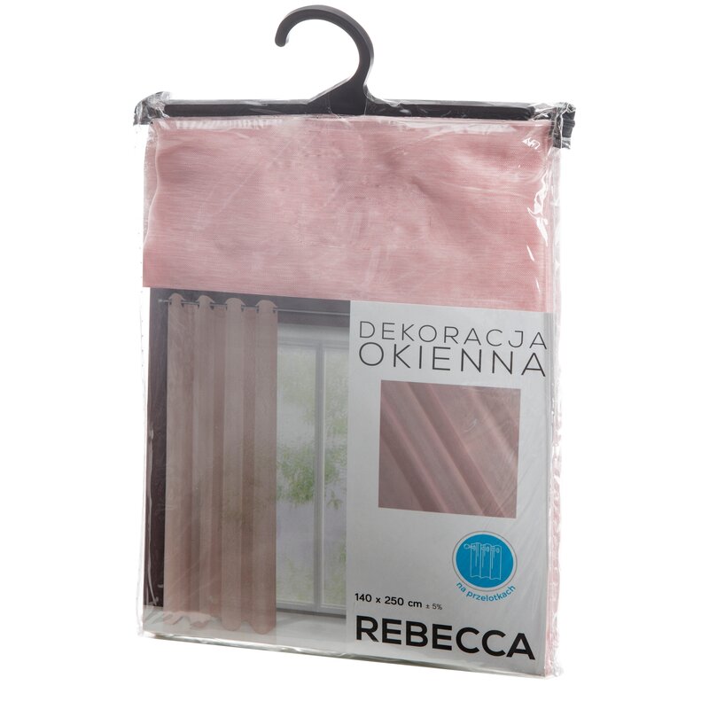 Firana gotowa Rebecca pudrowy róż 140 x 250 cm – rozprasza światło