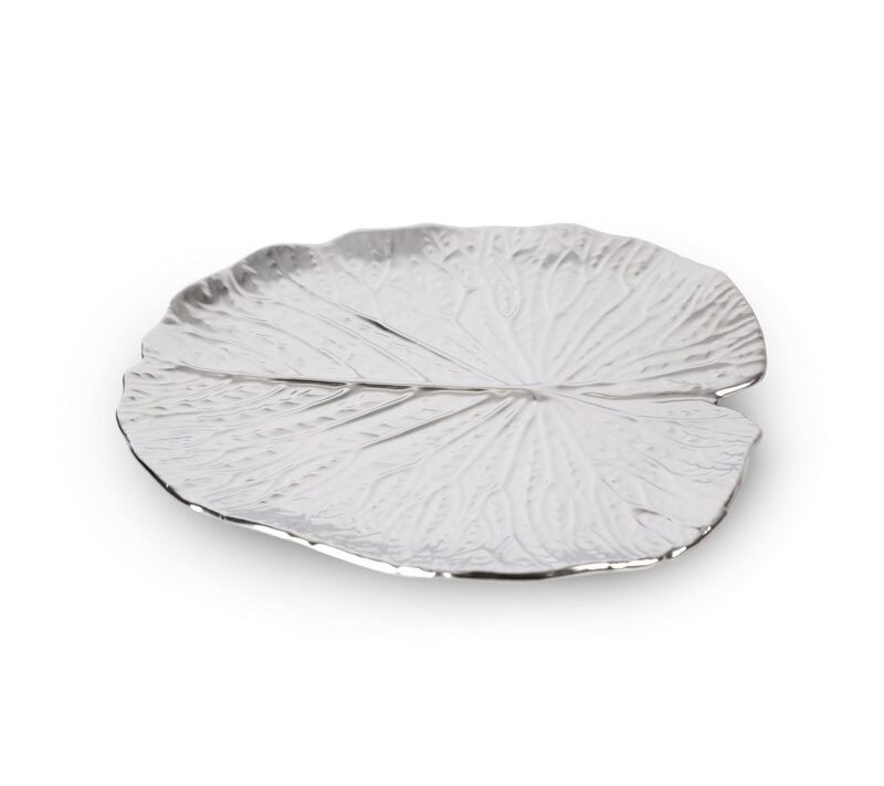 Patera dekoracyjna Kalina srebrna 27 x 2 cm – stylowa podstawa na biżuterię