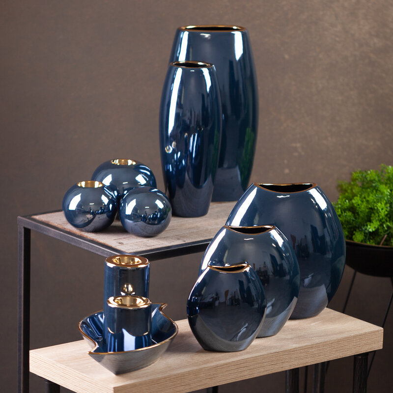 Wazon ceramiczny Amora1 granatowy 14 x 7 x 16 cm – idealny na kwiaty