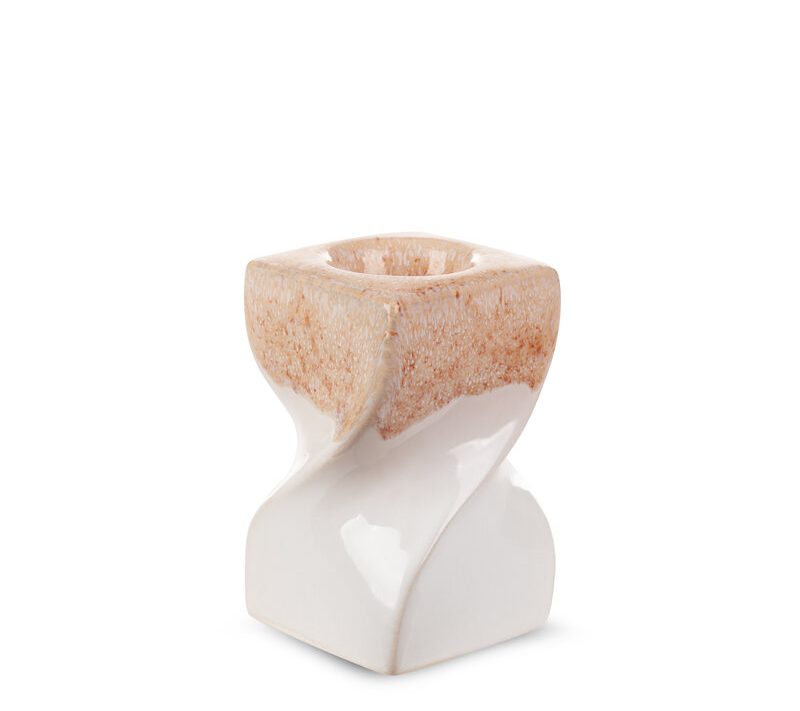 Świecznik ceramiczny Ruben kremowy 8 x 8 x 12 cm – tworzy przytulną atmosferę