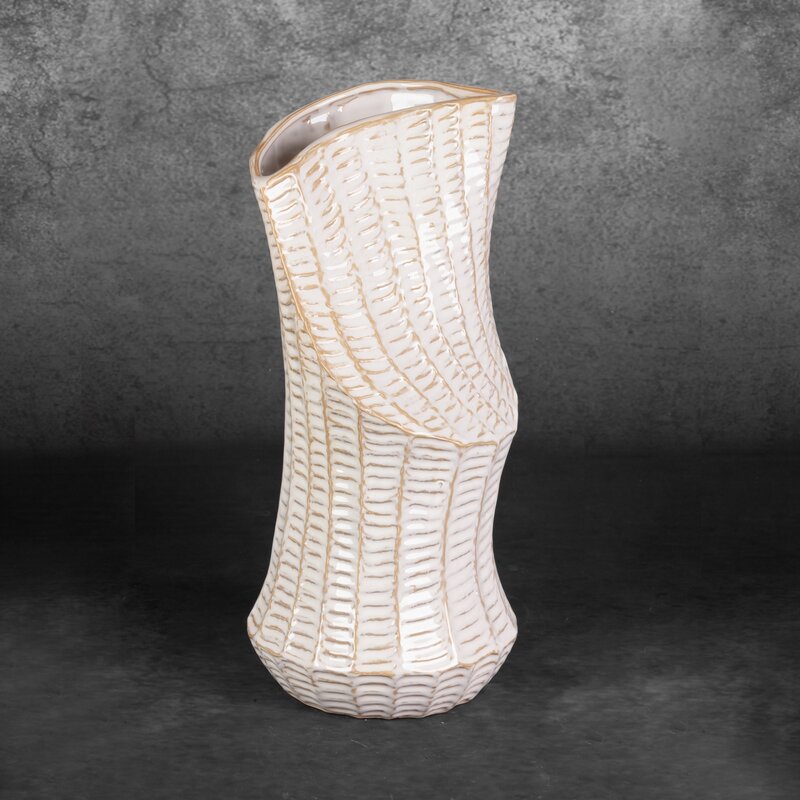 Wazon ceramiczny Liza kremowy 18 x 40 cm – na suszone kwiaty
