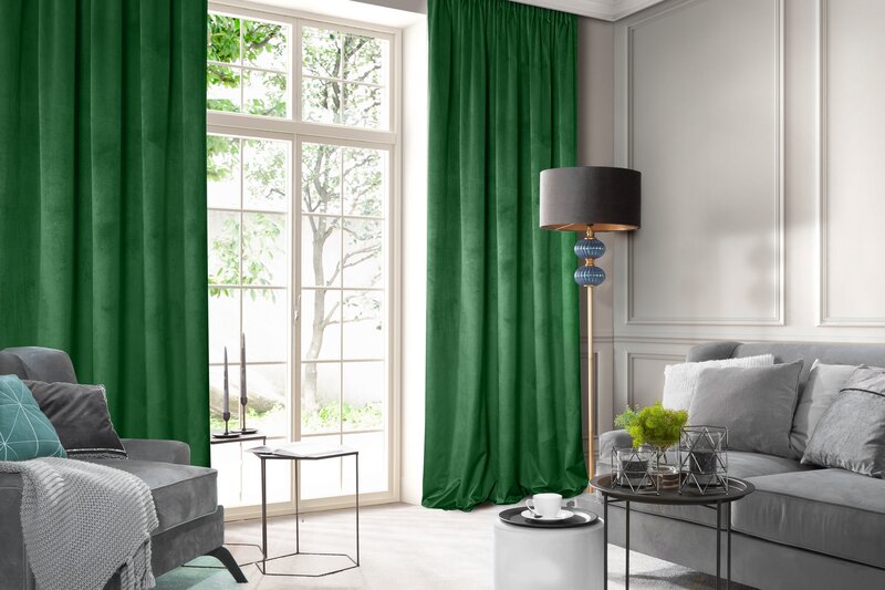 Zasłona gotowa D91 Rosa ciemnozielona 135 X 300 – miękka w dotyku
