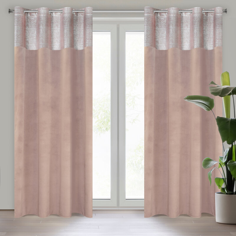 Zasłona gotowa welwet PERI pudrowy róż 140 x 250 cm – zaciemnia pomieszczenie
