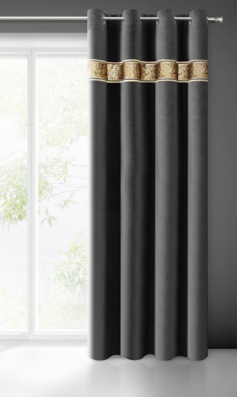 Zasłona gotowa Bueno czarna 140 x 250 cm – zaciemniająca welwetowa