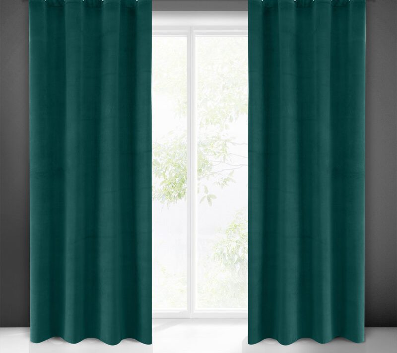 Zasłona welwetowa MILO ciemnozielona 140 X 250 cm – miękka i przytulna