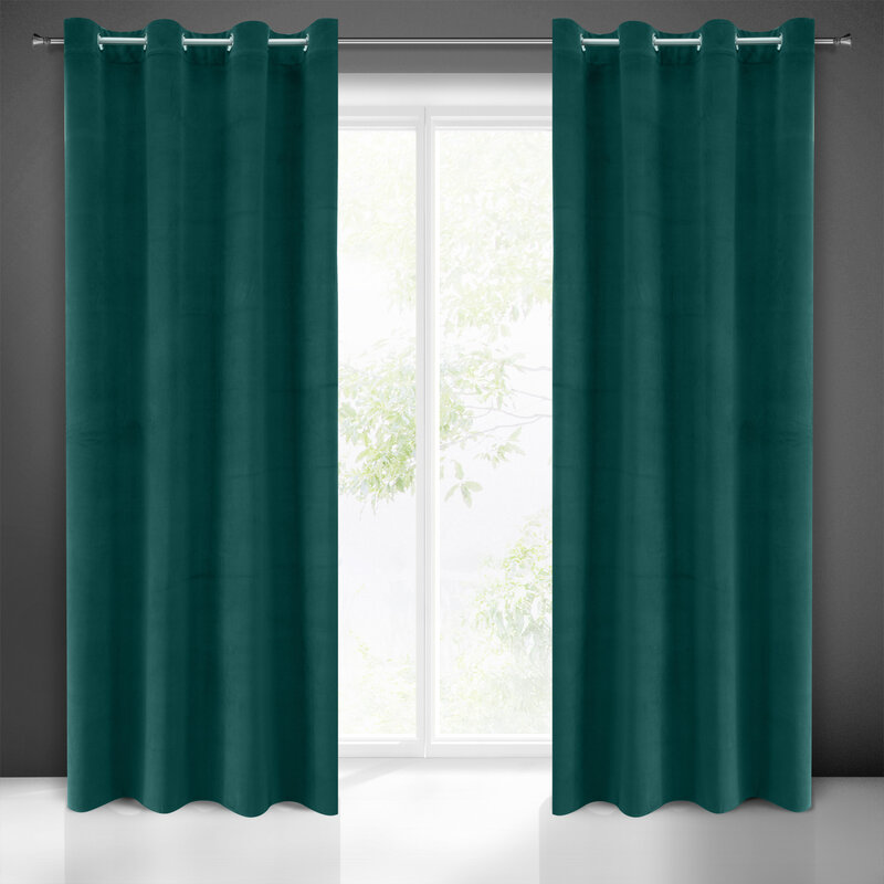 Zasłona welwetowa MILO ciemnozielona 140 X 250 cm – miękka i przytulna