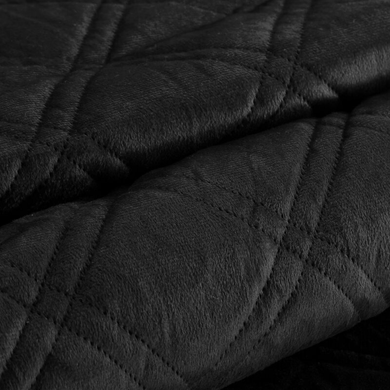 Narzuta welurowa D91 czarna 220 x 240 cm – miękka w dotyku