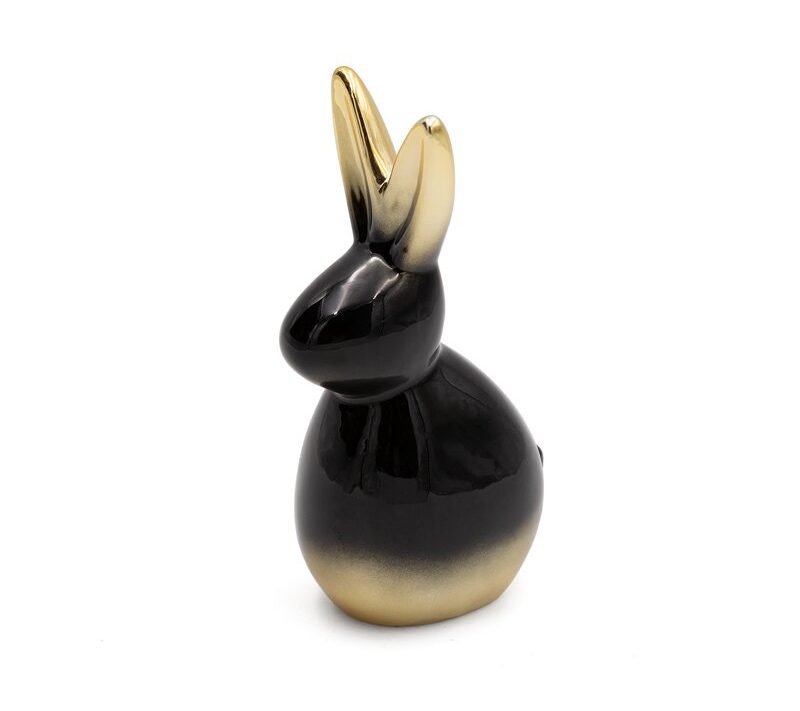 Figurka zająca wielkanocnego czarno-złota 10x7x17 cm – doda blasku wnętrzu