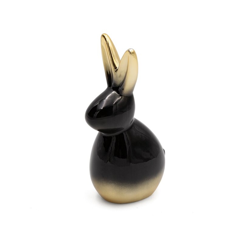 Figurka zająca wielkanocnego czarno-złota 10x7x17 cm – doda blasku wnętrzu