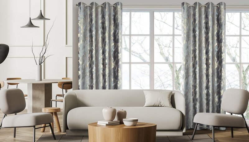 Zasłona gotowa Melody stalowa 140 x 250 cm – zaciemnia pomieszczenie