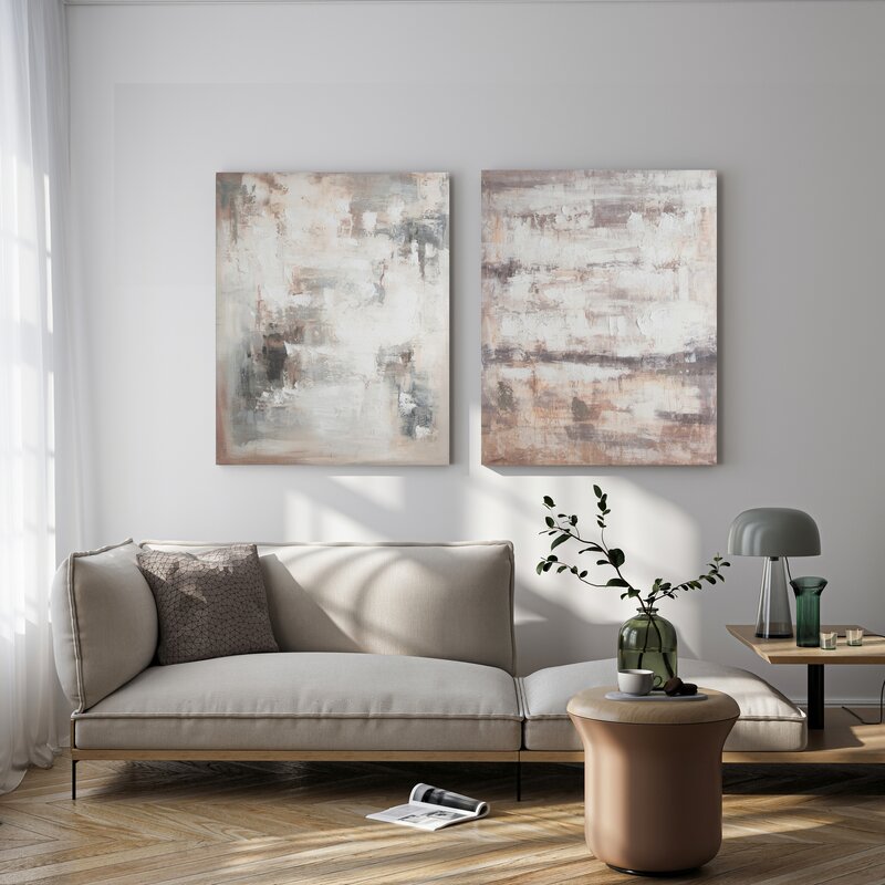 Obraz ręcznie malowany abstrakcyjny beżowy 80 X 100 CM – oryginalna ozdoba