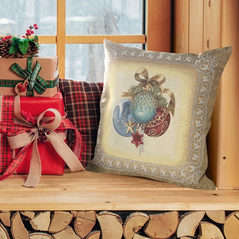 Poszewka gobelinowa świąteczna złota 45x45 cm – elegancka dekoracja