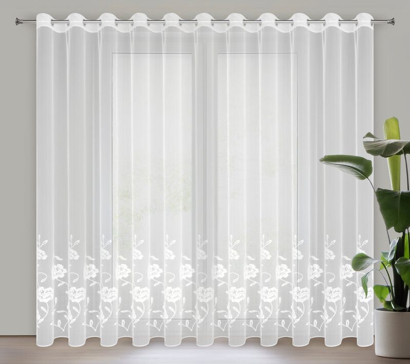 Firana gotowa Natali biała 350 x 250 cm – rozprasza światło