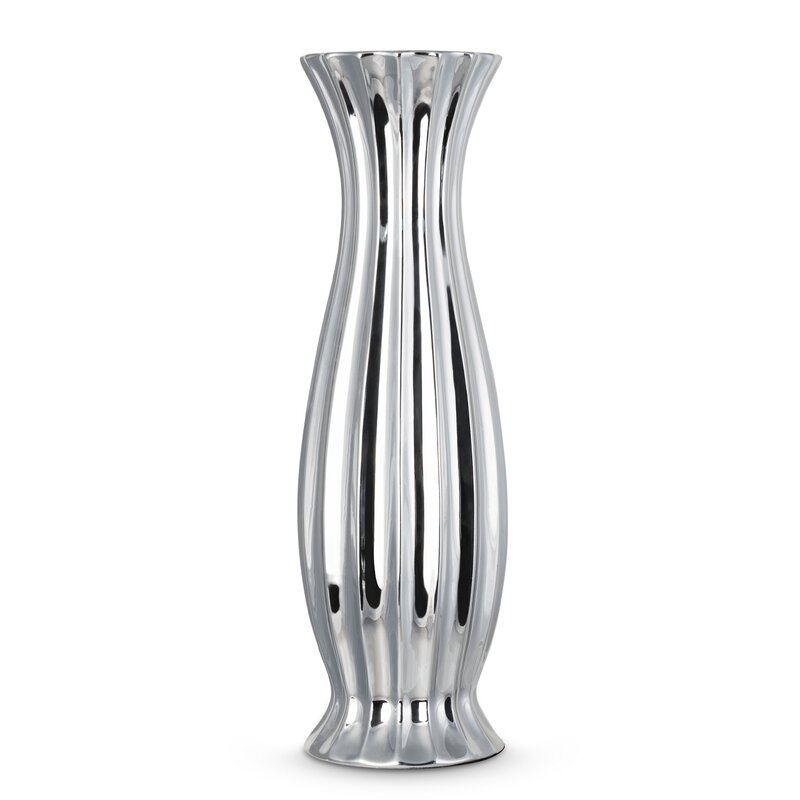 Wazon ceramiczny Felix srebrny 14 x 14 x 46 cm – idealny na kwiaty