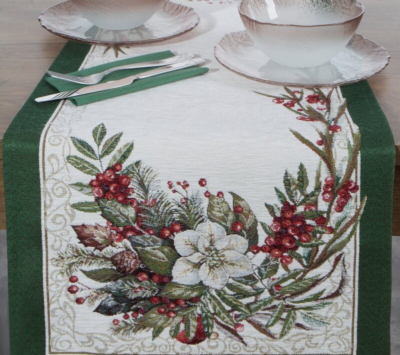 Bieżnik świąteczny zielony 40x100 cm – wprowadza magię świąt